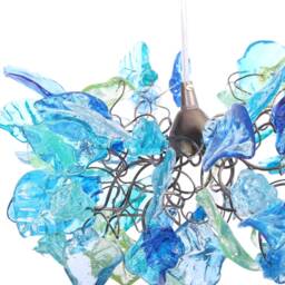 Floral Chandelier Sea Color Resin Flowers & Leaves Pendant Light - thumbnail 3