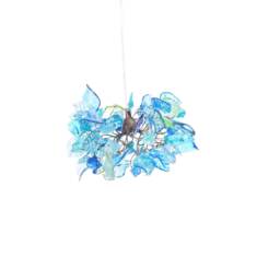 Floral Chandelier Sea Color Resin Flowers & Leaves Pendant Light - thumbnail 4