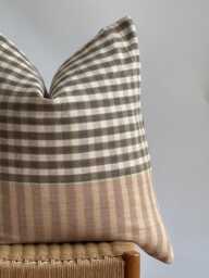 "Handwoven Plaid & Striped Pillow Cover Karen Tribal Fabric - 26"" X 26" - thumbnail 1