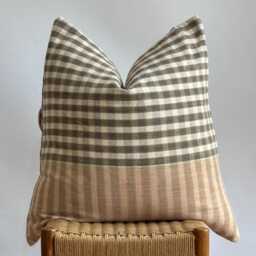 "Handwoven Plaid & Striped Pillow Cover Karen Tribal Fabric - 26"" X 26" - thumbnail 2
