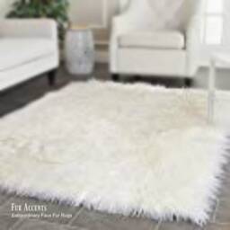 White Faux Fur Shag Rug - Pieced Sheepskin, Bear Skin Style - thumbnail 4