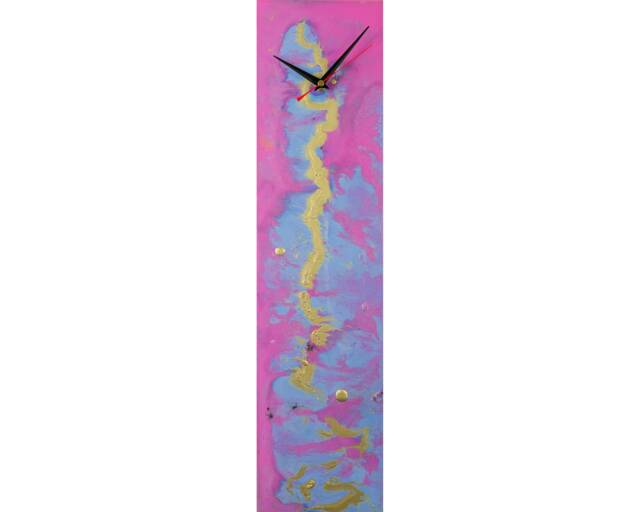 Gold & Purple Glass Clock Gift For Grandmother, Unique Present Nan, Grandma, Handmade Wall, Resin - image 1