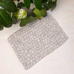 Grey Wool Felt Pebble Rug in Rectangular Shape, Perfect For Living Room, Bedroom, & Bathroom, Handmade Floor Rug, Bath Mat - thumbnail 2