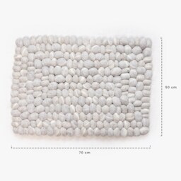 Grey Wool Felt Pebble Rug in Rectangular Shape, Perfect For Living Room, Bedroom, & Bathroom, Handmade Floor Rug, Bath Mat - thumbnail 4