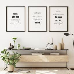 Feminist Quote Prints - Set Of 3 - Ruth Bader Ginsburg Wall Art Womens' Empowerment Posters Rbg Room D??cor Gift For Her Unframed - thumbnail 1