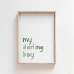 My Darling Boy I Love You So Prints, Set Of 2 Boys Nursery Wall Art, Bedroom Green & Grey - thumbnail 2