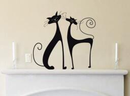 stylized Cats Vinyl Wall Decal Modern Home Decor - thumbnail 1