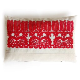 Rustic Embroidered Pillow Cover Transylvanian Folk Art, 21x14 Inch - thumbnail 3
