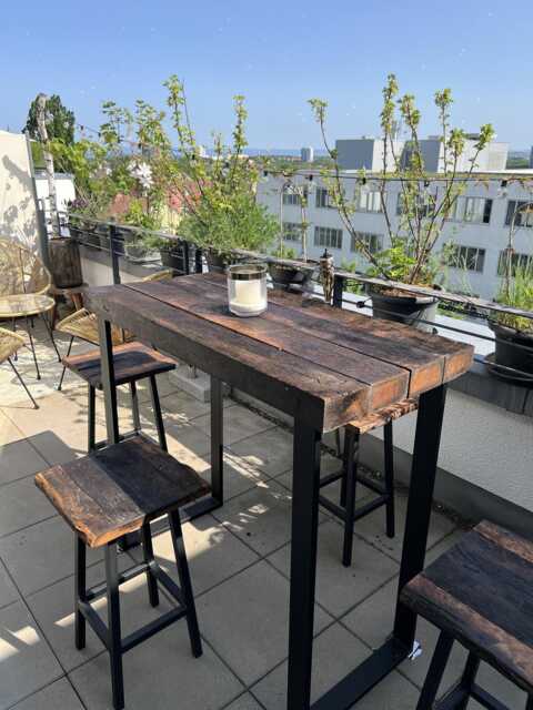 Rustic Reclaimed Wood Bar Table & Stools Set - Handcrafted Garden & Patio Furniture Outdoor Terrace Dining - image 1