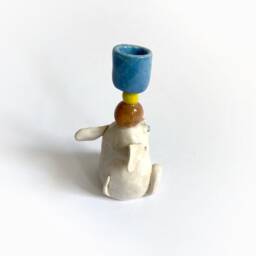 Decorative Candlestick Holder, Ceramic White Mouse, Table Decor, Wedding Gift, Nursery Room Mouse Lover Rodent Gift - thumbnail 3
