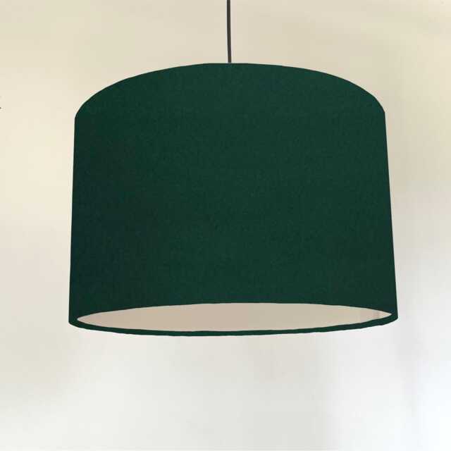 Green Velvet Drum Lampshade, White Lining, Ceiling Shade - image 1