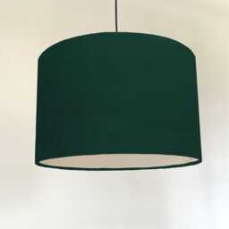 Green Velvet Drum Lampshade, White Lining, Ceiling Shade