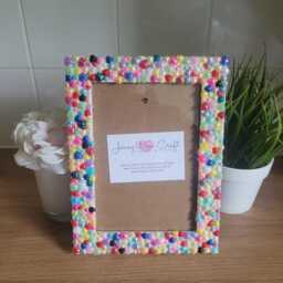 Colourful Acrylic Pearl Heart Flatbacks Photo Frame 5 X 7 Inches
