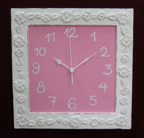 Shabby Chic Wall Clock Cream & Pink Home Decor Buy 1 Item From The Shop & Get Small Gift - image 1