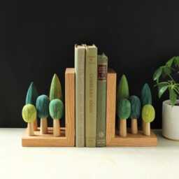 Hand Carved Bookends For Book Lovers, Tree Ends, Green/ Eco Wood Home Decor - thumbnail 2