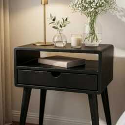 Mid Century Nightstand With Drawer Bedside Table Bedroom Furniture Handmade