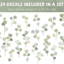 Eucalyptus Branch Wall Decals - Floral Nursery Decor, Leaf Decal, Reusable & Removable Botanical Stickers - thumbnail 2