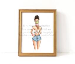 Ice Cream Queen - Choose Your Hair Color/Skintone Fashion Illustration Print - thumbnail 1