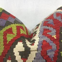 Vintage Turkish Kilim Pillow Cover, Handwoven Ethnic Rug, 20x20 - thumbnail 2