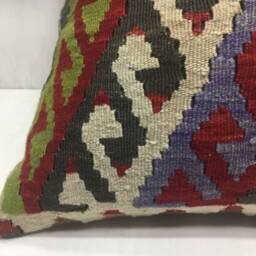 Vintage Turkish Kilim Pillow Cover, Handwoven Ethnic Rug, 20x20 - thumbnail 3