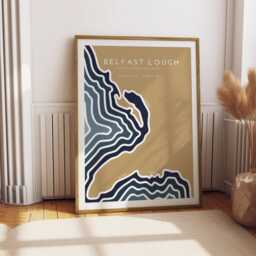 Belfast Lough Coastline Print Northern Ireland Coastal Art - Free Personalization - thumbnail 3