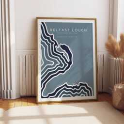Belfast Lough Coastline Print Northern Ireland Coastal Art - Free Personalization - thumbnail 2