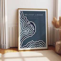 Belfast Lough Coastline Print Northern Ireland Coastal Art - Free Personalization - thumbnail 1