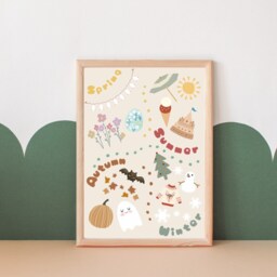 Kids Educational Seasons Print. Perfect Gender Neutral Wall Art For A Playroom, Nursery Or Child's Room - Print Only - thumbnail 2