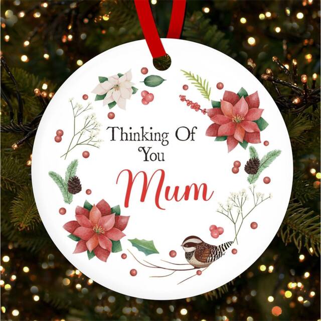 Thinking Of You Mum Wreath Bird Personalised Christmas Tree Ornament Decoration