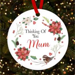 Thinking Of You Mum Wreath Bird Personalised Christmas Tree Ornament Decoration