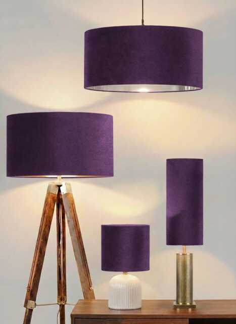 New High Quality Upholstery Plum Purple Velvet Fabric Drum Shape Lamp Shade Pendant Light Metallic Lining - image 1