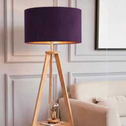 New High Quality Upholstery Plum Purple Velvet Fabric Drum Shape Lamp Shade Pendant Light Metallic Lining - thumbnail 2
