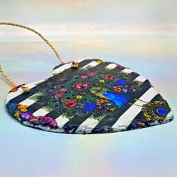Decoupage Peacock Slate Hanging Heart Indoor/Outdoor Wall Decor - thumbnail 3