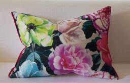 Pandora Peony, Franchini Silk - Choose From Grape, Fuchsia, Cobalt, Moss, Noir - Designers Guild, Decorative Pillow Cover - thumbnail 1