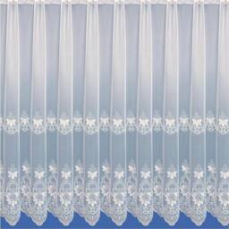 White Net Curtain Voile Embroidered Flower Pattern Sold By The Metre in Width Available Different Drop Sizes - thumbnail 1