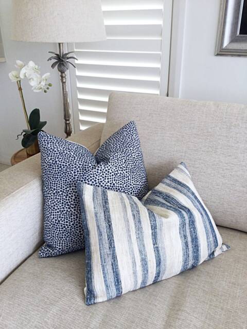 Blue Striped Coastal Pillow Cover Beach House Decor - image 1