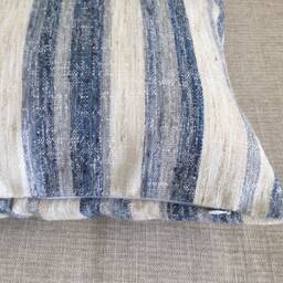 Blue Striped Coastal Pillow Cover Beach House Decor - thumbnail 4