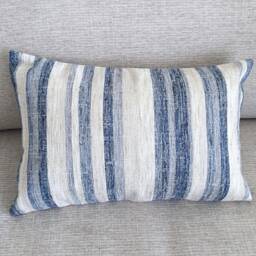 Blue Striped Coastal Pillow Cover Beach House Decor - thumbnail 3