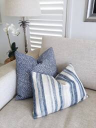 Blue Striped Coastal Pillow Cover Beach House Decor - thumbnail 1