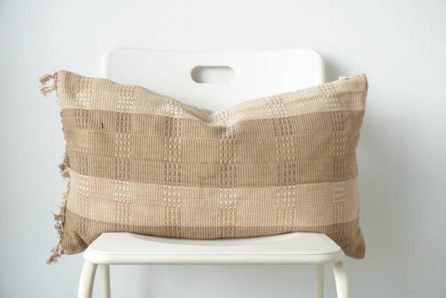 Handwoven Hemp Lumbar Pillow Cover Vintage Karen Textile - image 1
