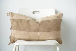 Handwoven Hemp Lumbar Pillow Cover Vintage Karen Textile - thumbnail 1