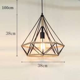 Handmade Hemp Rope Diamond Type Lampshade - thumbnail 2