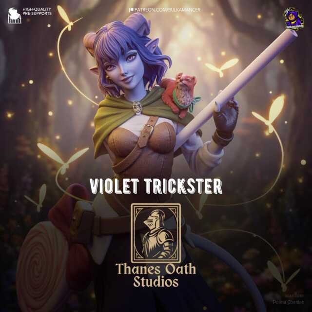 Violet Trickster - Divine Fantasy Adventuring Party Anime Cleric Jester Lavorre Resin Figure 16K - image 1