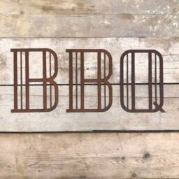Art Deco Bbq Sign Made From Rusty Metal Letters , Decor Gifts Ornaments Decorations All in The U.K With Fast Delivery - thumbnail 1
