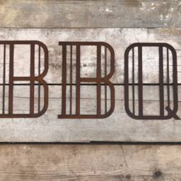 Art Deco Bbq Sign Made From Rusty Metal Letters , Decor Gifts Ornaments Decorations All in The U.K With Fast Delivery - thumbnail 2