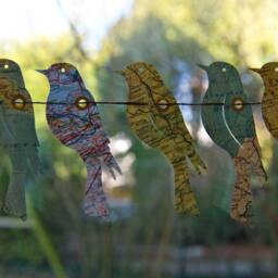 Paper Bird Garland Lover Gift Handmade Eco Home Decor Vintage Map Wall Hanging Unique Valentine Travel - thumbnail 3