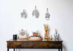 Plant Wall Art, Wood D??cor, Three Piece Succulent Ornament, Cactus Decorations, Housewarming Gift For New Home, Boho Her - thumbnail 1