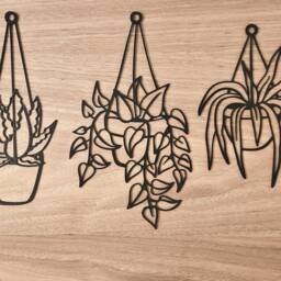 Plant Wall Art, Wood D??cor, Three Piece Succulent Ornament, Cactus Decorations, Housewarming Gift For New Home, Boho Her - thumbnail 3