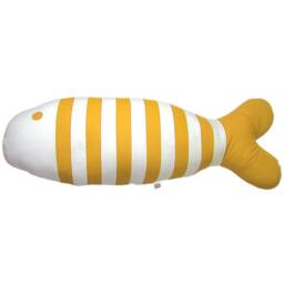 Yellow Fish Throw Pillow Hand-Printed Cotton Nautical Decor For Beach House Or Kids Room - thumbnail 3