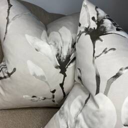 Lotus By Harlequin Fabric Magnolia Floral Cushion Cover, Grey, Cotton Satin Handmade Sofa Set Bed - thumbnail 3